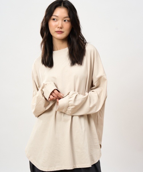 ROCOCO（ロココ）の「カフス袖カットソー（Tシャツ/カットソー・レディース・チャコールグレー/ブラック/クリーム・M～Ｌ）」の3枚目の写真