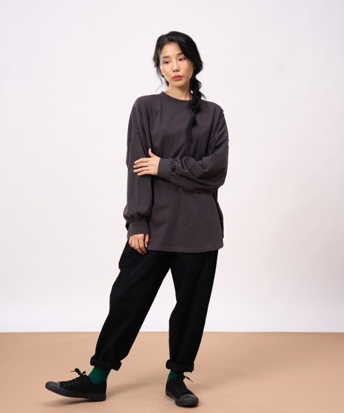 ROCOCO（ロココ）の「カフス袖カットソー（Tシャツ/カットソー・レディース・チャコールグレー/ブラック/クリーム・M～Ｌ）」の6枚目の写真
