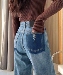 ハイウエストデニムワイドパンツ