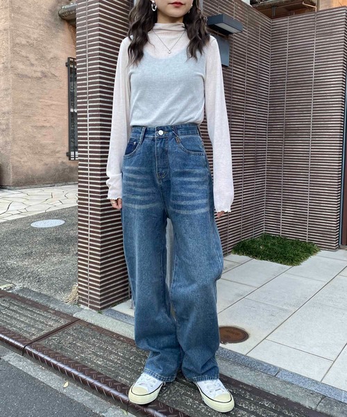 NANEA(ナネア)の「ハイウエストデニムワイドパンツ(デニムパンツ・レディース・ブルー・SMALL/LARGE/MEDIUM)」の6枚目の写真