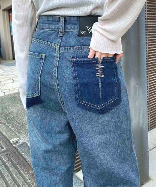 NANEA(ナネア)の「ハイウエストデニムワイドパンツ(デニムパンツ・レディース・ブルー・SMALL/LARGE/MEDIUM)」の9枚目の写真