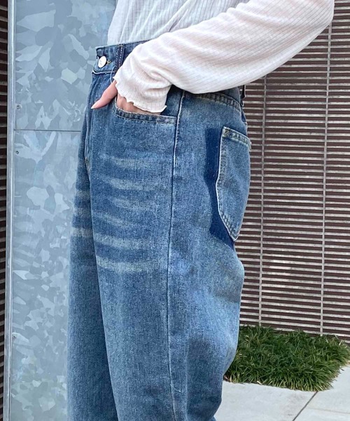 NANEA(ナネア)の「ハイウエストデニムワイドパンツ(デニムパンツ・レディース・ブルー・SMALL/LARGE/MEDIUM)」の10枚目の写真