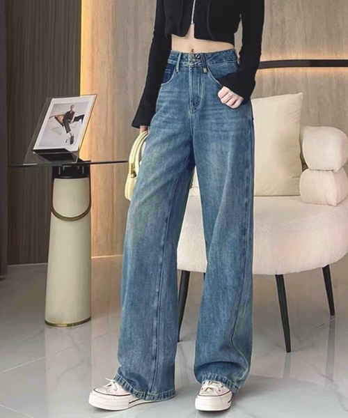 NANEA(ナネア)の「ハイウエストデニムワイドパンツ(デニムパンツ・レディース・ブルー・SMALL/LARGE/MEDIUM)」の18枚目の写真