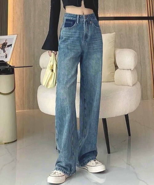 NANEA(ナネア)の「ハイウエストデニムワイドパンツ(デニムパンツ・レディース・ブルー・SMALL/LARGE/MEDIUM)」の20枚目の写真