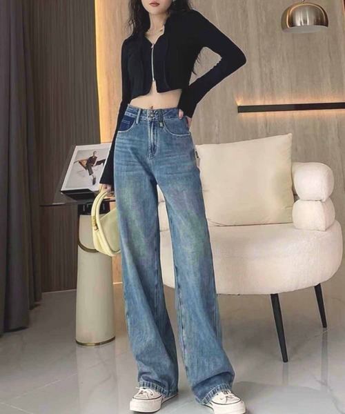 NANEA(ナネア)の「ハイウエストデニムワイドパンツ(デニムパンツ・レディース・ブルー・SMALL/LARGE/MEDIUM)」の21枚目の写真