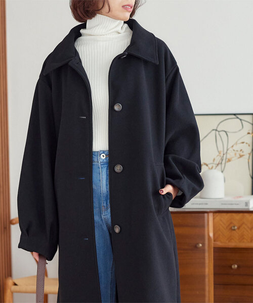 KOBE LETTUCE（コウベレタス）の「スタンドロングコート（その他アウター・レディース・グレイッシュベージュ/ブラック/ブラウン・M）」の2枚目の写真