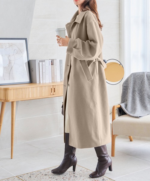 KOBE LETTUCE（コウベレタス）の「スタンドロングコート（その他アウター・レディース・グレイッシュベージュ/ブラック/ブラウン・M）」の5枚目の写真