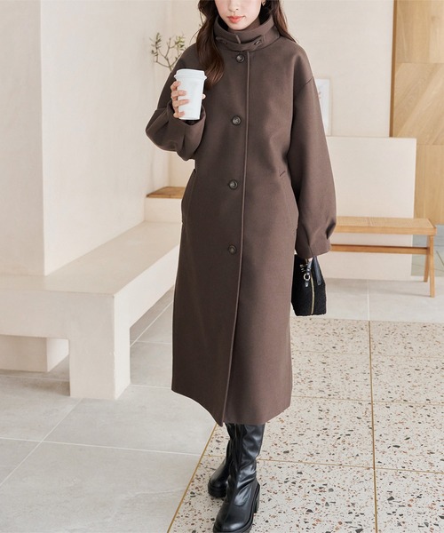 KOBE LETTUCE（コウベレタス）の「スタンドロングコート（その他アウター・レディース・グレイッシュベージュ/ブラック/ブラウン・M）」の7枚目の写真