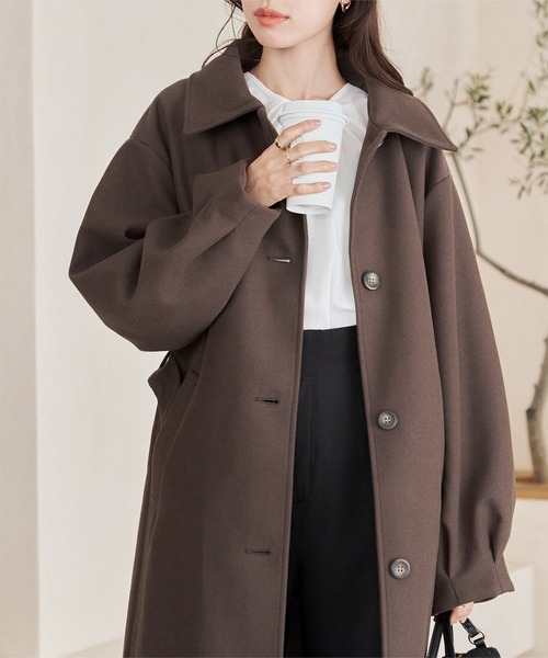 KOBE LETTUCE（コウベレタス）の「スタンドロングコート（その他アウター・レディース・グレイッシュベージュ/ブラック/ブラウン・M）」の6枚目の写真