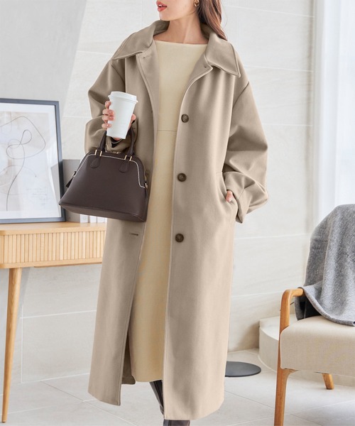 KOBE LETTUCE（コウベレタス）の「スタンドロングコート（その他アウター・レディース・グレイッシュベージュ/ブラック/ブラウン・M）」の4枚目の写真