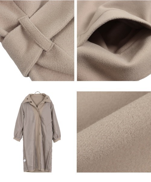 KOBE LETTUCE（コウベレタス）の「スタンドロングコート（その他アウター・レディース・グレイッシュベージュ/ブラック/ブラウン・M）」の12枚目の写真