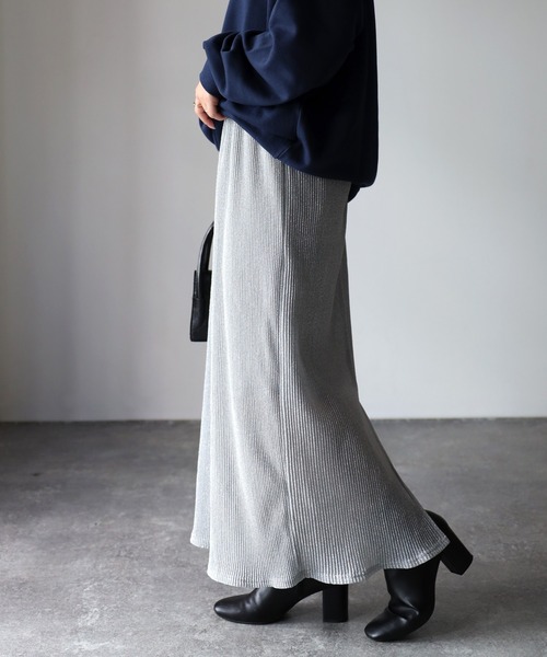 Riberry（リベリー）の「ラメプリーツタイトスカート（スカート・レディース・シルバー/ブラック・MEDIUM）」の10枚目の写真