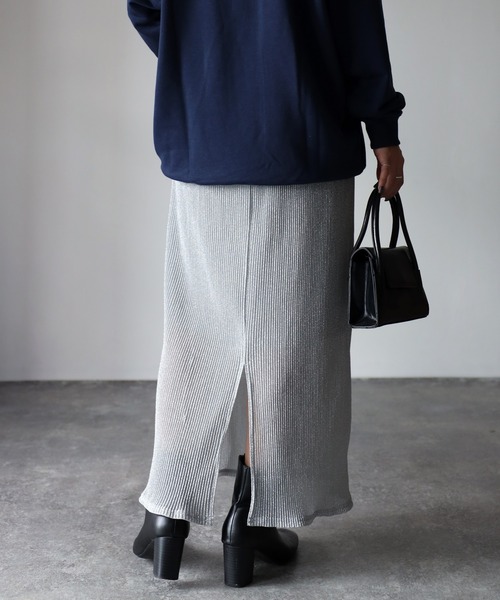 Riberry（リベリー）の「ラメプリーツタイトスカート（スカート・レディース・シルバー/ブラック・MEDIUM）」の11枚目の写真