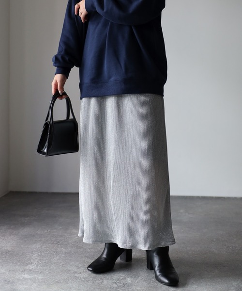 Riberry（リベリー）の「ラメプリーツタイトスカート（スカート・レディース・シルバー/ブラック・MEDIUM）」の8枚目の写真