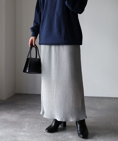 Riberry（リベリー）の「ラメプリーツタイトスカート（スカート・レディース・シルバー/ブラック・MEDIUM）」の9枚目の写真