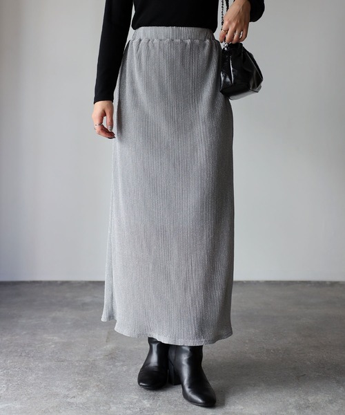 Riberry（リベリー）の「ラメプリーツタイトスカート（スカート・レディース・シルバー/ブラック・MEDIUM）」の19枚目の写真