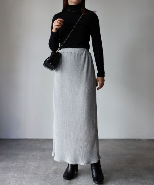 Riberry（リベリー）の「ラメプリーツタイトスカート（スカート・レディース・シルバー/ブラック・MEDIUM）」の21枚目の写真