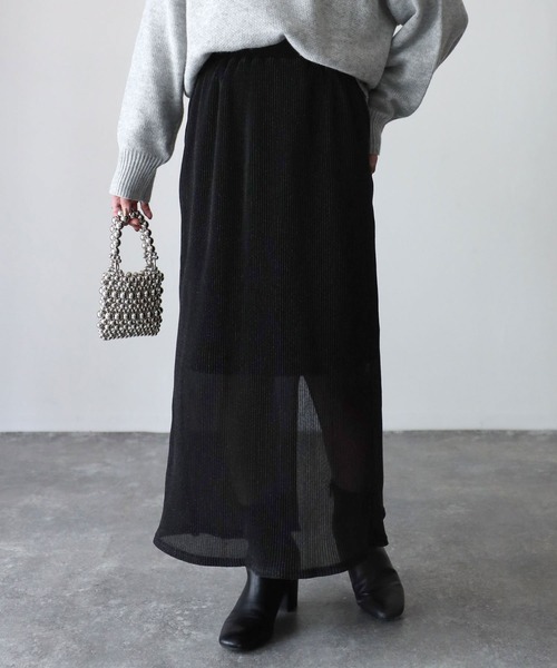 Riberry（リベリー）の「ラメプリーツタイトスカート（スカート・レディース・シルバー/ブラック・MEDIUM）」の18枚目の写真