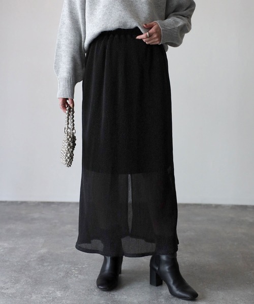 Riberry（リベリー）の「ラメプリーツタイトスカート（スカート・レディース・シルバー/ブラック・MEDIUM）」の14枚目の写真