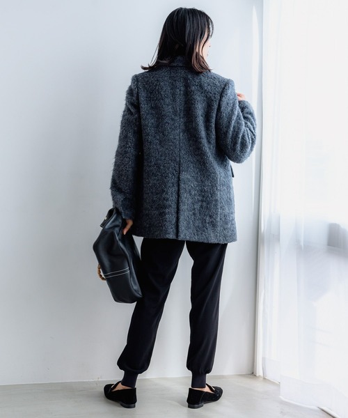 BARNYARDSTORM（バンヤードストーム）の「BARNYARDSTORM / コート感覚で羽織れる／モヘアジャケット（テーラードジャケット・レディース・チャコールグレー/ベージュ・1/0）」の9枚目の写真