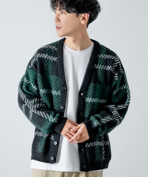 improves（インプローブス）の「総柄 ニット Vネック カーディガン（カーディガン/ボレロ・メンズ・ネイビー/ブラウン/オレンジ/グリーン/チャコールグレー/ブルー・LARGE/MEDIUM）」の3枚目の写真