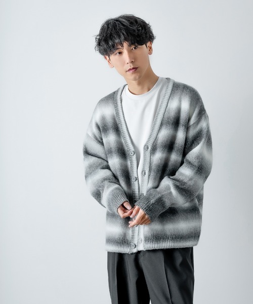 improves（インプローブス）の「総柄 ニット Vネック カーディガン（カーディガン/ボレロ・メンズ・ネイビー/ブラウン/オレンジ/グリーン/チャコールグレー/ブルー・LARGE/MEDIUM）」の7枚目の写真