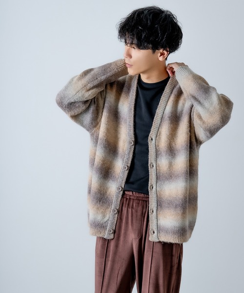 improves（インプローブス）の「総柄 ニット Vネック カーディガン（カーディガン/ボレロ・メンズ・ネイビー/ブラウン/オレンジ/グリーン/チャコールグレー/ブルー・LARGE/MEDIUM）」の12枚目の写真