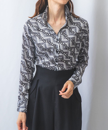 NARACAMICIE（ナラカミーチェ）の「【NARACAMICIE】モノトーンチェーン幾何スタンドカラーブラウス（シャツ/ブラウス）」