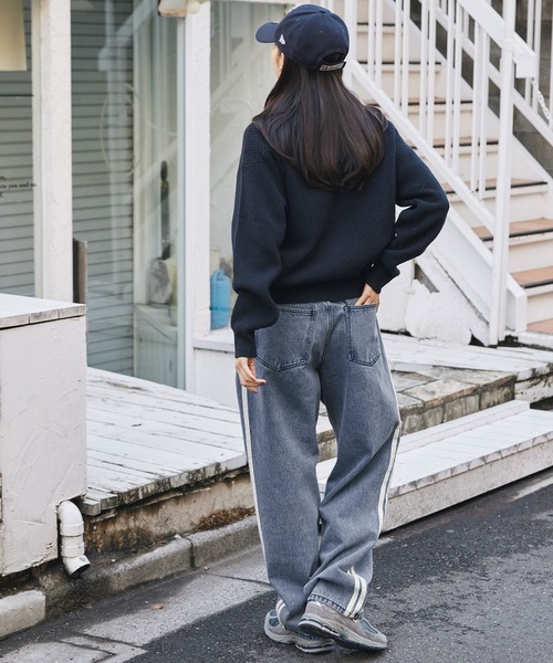 MONO-MART（モノマート）の「ヴィンテージライク サイドライン バギーワイドデニムパンツ（デニムパンツ・メンズ・グレー/ブラック/ブルー・M/S/L）」の18枚目の写真