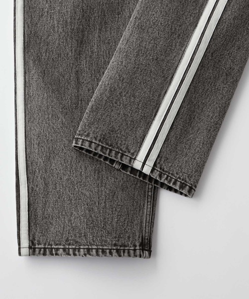 MONO-MART（モノマート）の「ヴィンテージライク サイドライン バギーワイドデニムパンツ（デニムパンツ・メンズ・グレー/ブラック/ブルー・M/S/L）」の4枚目の写真