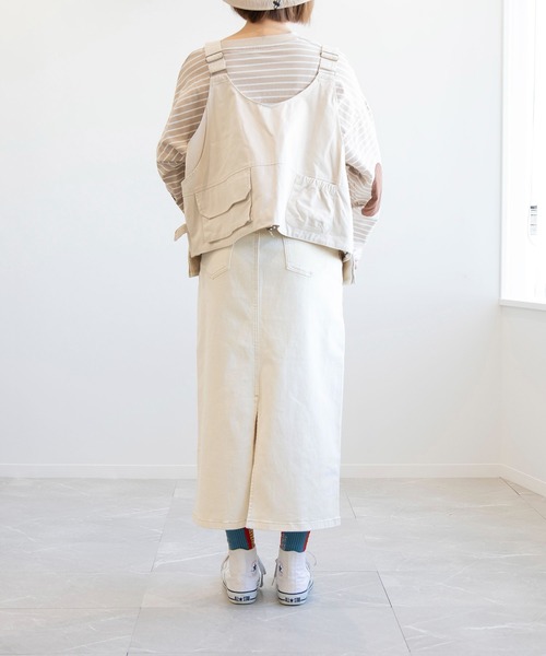 S'more（スモア）の「Stretch long denim skirt   brown  ( ストレッチロングデニムスカート )（デニムスカート・レディース・ブラウン/ホワイト・MEDIUM/LARGE/SMALL）」の8枚目の写真