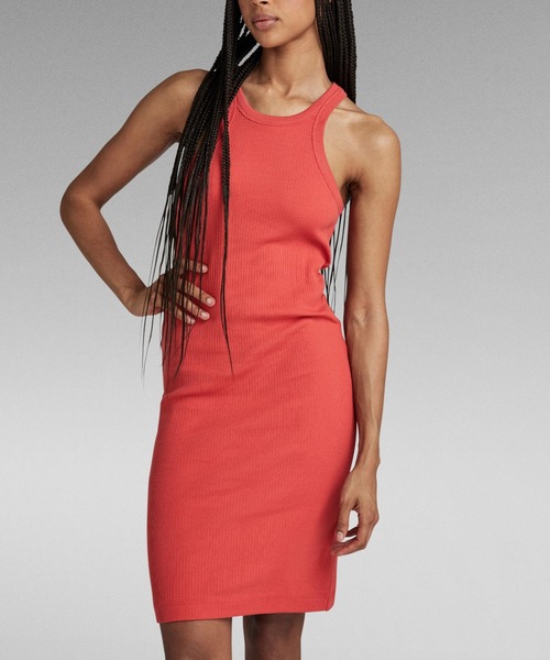 G-STAR（ジースター）の「SLIM RIBBED TANK DRESS/スリムリブタンクワンピース（ワンピース・レディース・ピンク系その他/ダークブラック・X-SMALL/SMALL/MEDIUM）」の8枚目の写真