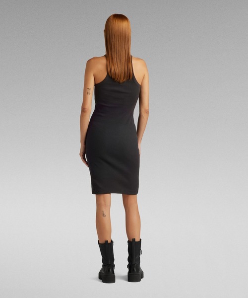 G-STAR（ジースター）の「SLIM RIBBED TANK DRESS/スリムリブタンクワンピース（ワンピース・レディース・ピンク系その他/ダークブラック・X-SMALL/SMALL/MEDIUM）」の4枚目の写真