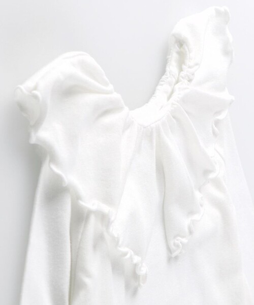 DRC branshes（ディーアールシーブランシェス）の「【WEB限定/DRC/やわらか天竺】前後2WAYフリル襟長袖Tシャツ（Tシャツ/カットソー・キッズ・ブラック/オフホワイト/ライトグリーン/その他1/ラベンダー/その他2/その他3/ピンク・120/100/140/110/90/150/130）」の13枚目の写真