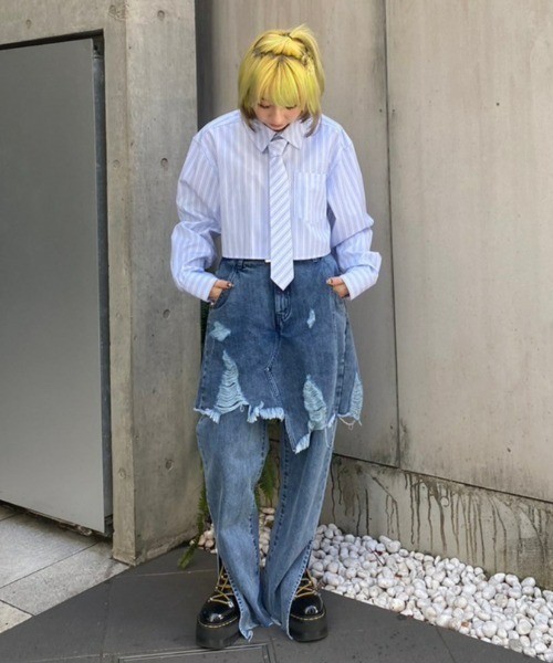 Candy Stripper（キャンディストリッパー）の「STRIPE COMPACT シャツ（シャツ/ブラウス・レディース・ライトブルー/ブルー/グレー・2）」の11枚目の写真