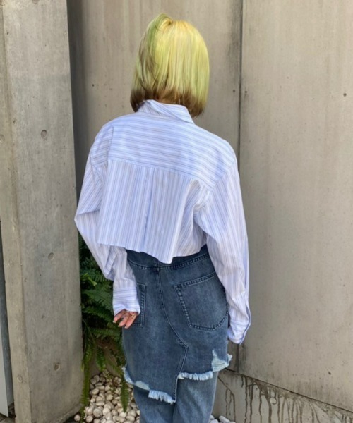 Candy Stripper（キャンディストリッパー）の「STRIPE COMPACT シャツ（シャツ/ブラウス・レディース・ライトブルー/ブルー/グレー・2）」の16枚目の写真