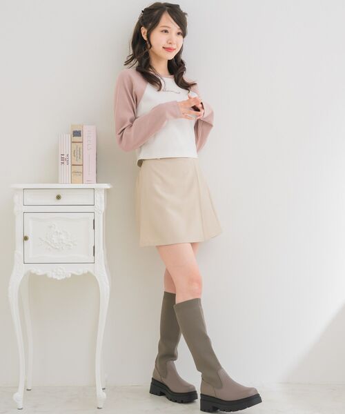 ems excite（エムズエキサイト）の「ベルト付きラップミニSK（スカート・レディース・ライトグレー/ブラック/ライトベージュ・FREE）」の6枚目の写真