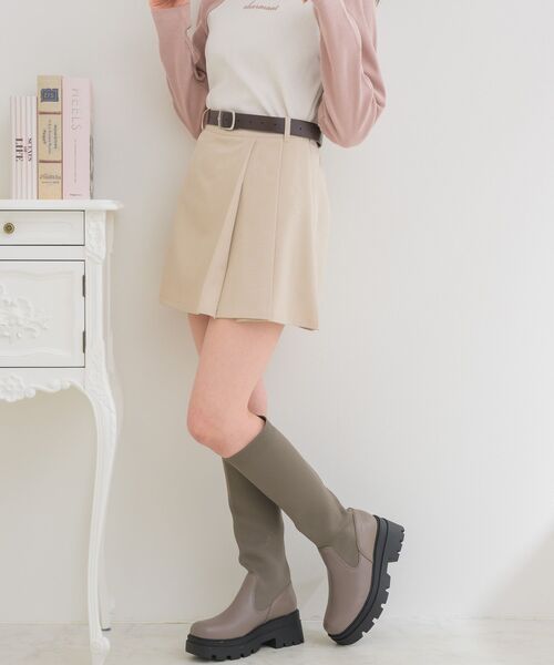 ems excite（エムズエキサイト）の「ベルト付きラップミニSK（スカート・レディース・ライトグレー/ブラック/ライトベージュ・FREE）」の9枚目の写真