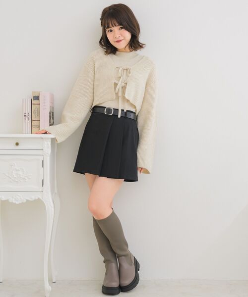 ems excite（エムズエキサイト）の「ベルト付きラップミニSK（スカート・レディース・ライトグレー/ブラック/ライトベージュ・FREE）」の12枚目の写真