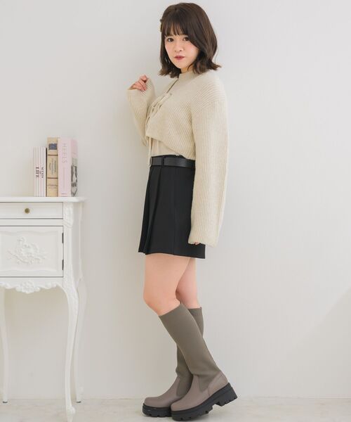 ems excite（エムズエキサイト）の「ベルト付きラップミニSK（スカート・レディース・ライトグレー/ブラック/ライトベージュ・FREE）」の13枚目の写真