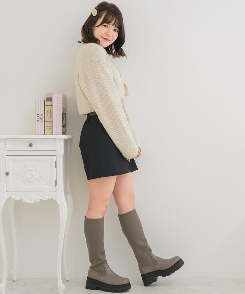 ems excite（エムズエキサイト）の「ベルト付きラップミニSK（スカート・レディース・ライトグレー/ブラック/ライトベージュ・FREE）」の14枚目の写真