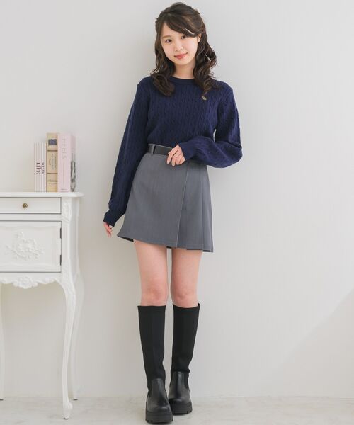 ems excite（エムズエキサイト）の「ベルト付きラップミニSK（スカート・レディース・ライトグレー/ブラック/ライトベージュ・FREE）」の20枚目の写真