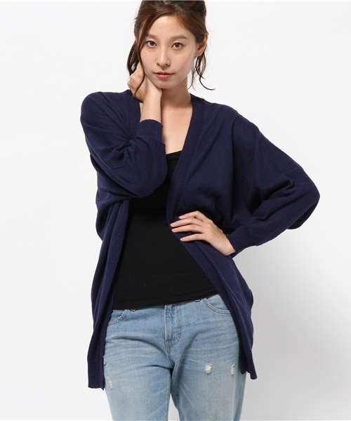 OUTLET（アウトレット）の「【CIAOPANIC TYPY】綿麻ニットドルマンカーデ（カーディガン/ボレロ・レディース・ホワイト/グレー/ネイビー/オレンジ・ONE）」の3枚目の写真