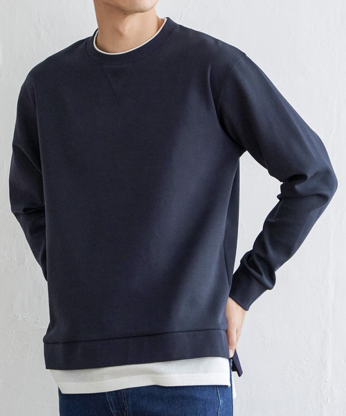 ikka（イッカ）の「【抗菌防臭】GOKU楽ダンボールフェイクプルオーバー（スウェット・メンズ・ホワイト/グレー/スカイブルー/ネイビー・S/L/M/XL）」の4枚目の写真