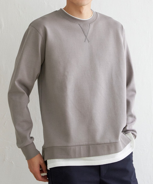 ikka（イッカ）の「【抗菌防臭】GOKU楽ダンボールフェイクプルオーバー（スウェット・メンズ・ホワイト/グレー/スカイブルー/ネイビー・S/L/M/XL）」の2枚目の写真