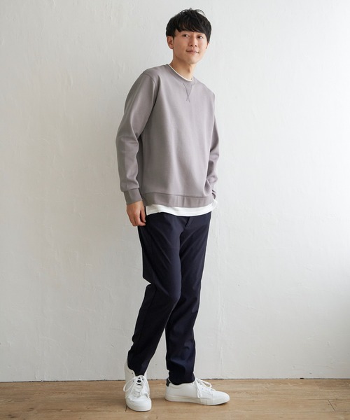 ikka（イッカ）の「【抗菌防臭】GOKU楽ダンボールフェイクプルオーバー（スウェット・メンズ・ホワイト/グレー/スカイブルー/ネイビー・S/L/M/XL）」の7枚目の写真