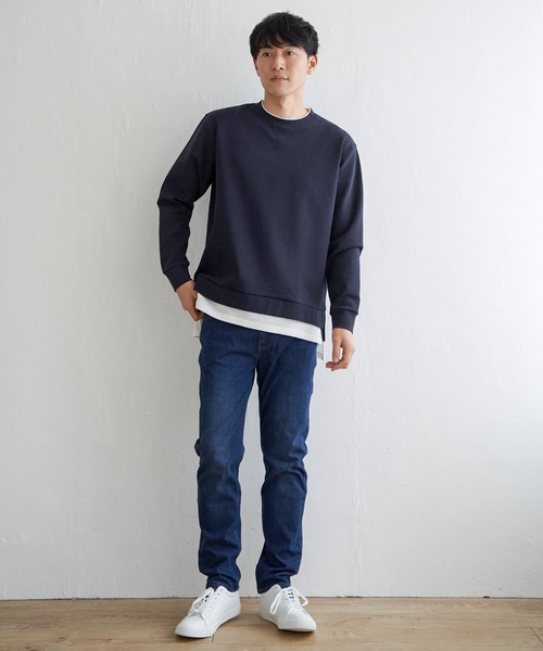 ikka（イッカ）の「【抗菌防臭】GOKU楽ダンボールフェイクプルオーバー（スウェット・メンズ・ホワイト/グレー/スカイブルー/ネイビー・S/L/M/XL）」の11枚目の写真