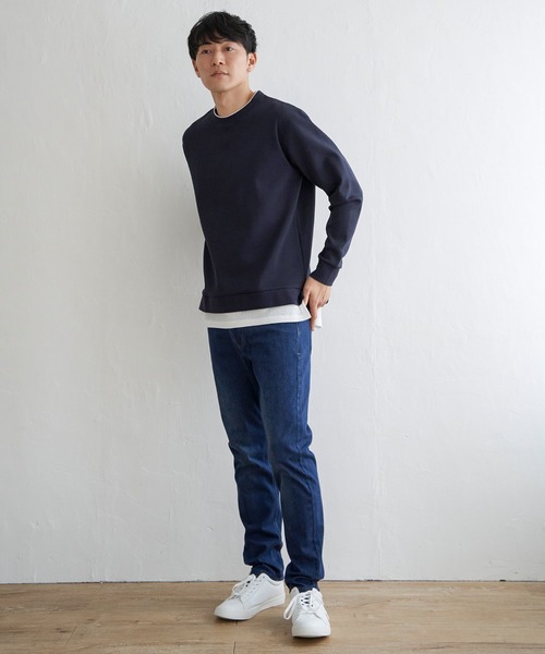 ikka（イッカ）の「【抗菌防臭】GOKU楽ダンボールフェイクプルオーバー（スウェット・メンズ・ホワイト/グレー/スカイブルー/ネイビー・S/L/M/XL）」の12枚目の写真