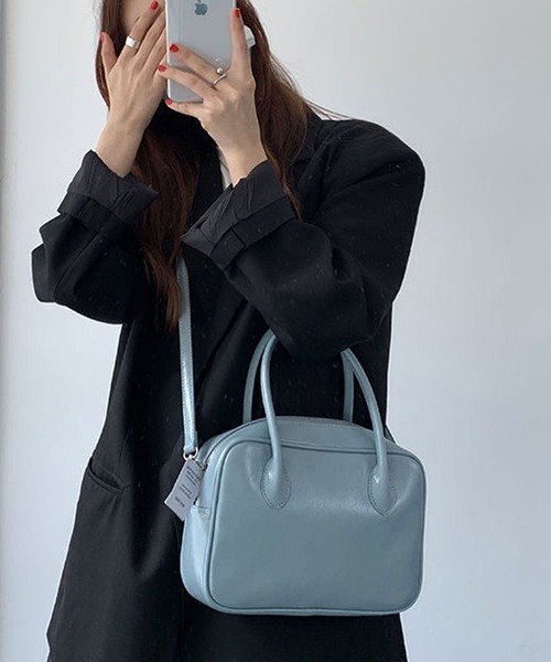 florist（フローリスト）の「【2WAY/3WAY】ヴィーガンレザースクエアボストンバッグ/ハンドバッグ/ショルダーバッグ（ボストンバッグ・レディース・ホワイト/スカイブルー/ブラック・FREE）」の16枚目の写真