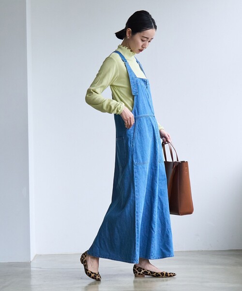 coen(コーエン)の「ジップデニムジャンパースカート(ワンピース・レディース・コバルトブルー/オフホワイト/ライトブルー・L/M)」の5枚目の写真